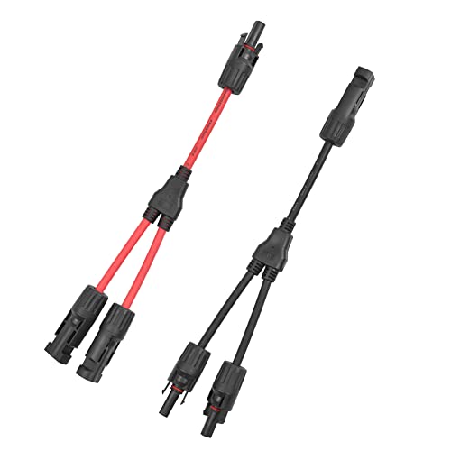 Dongge Solar Connection Y Branch Parallel Adapter Solar Panel Cable Plug Distributor Photovoltaic Branch Plug and Socket Supports 30A High Current Red and Black Cable