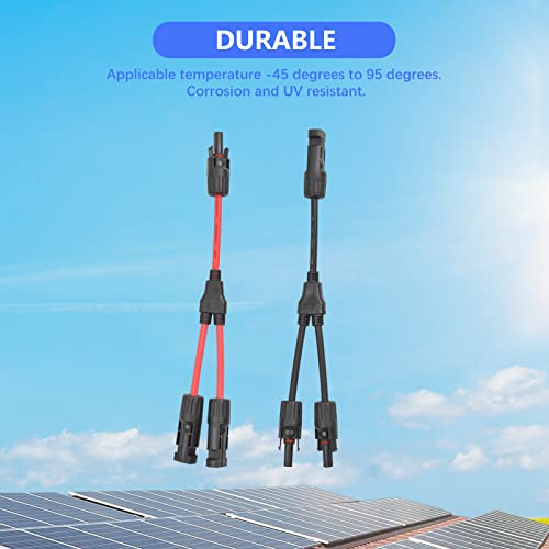 Dongge Solar Connection Y Branch Parallel Adapter Solar Panel Cable Plug Distributor Photovoltaic Branch Plug and Socket Supports 30A High Current Red and Black Cable