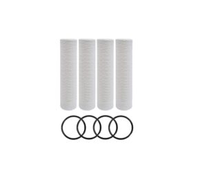 pack of 4 compatible replacement filters for pelican water pc40-20 20" x 4.5" 5 micron sediment replacement filters and o-rings by ipw industries inc.