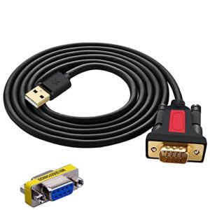 elecable usb to rs232 db9 serial (9-pin) adapter cable 5ft compatible with mac os, windows, android, linux (usb a)