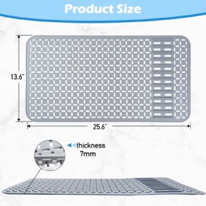 Silicone Sink Mat 26''x14'' Kitchen Sink Protector Mat With DIY Drain Hole, Grey Farmhouse Silicone Sink Mat Protector 1pcs Kitchen Sinks Accessories