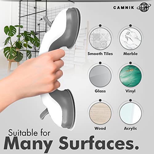 Shower Handle - 2 Pack Suction Grab Bars for Bathtubs and Showers. Shower Safety Bars for Seniors Elderly Handicap - Suction Cup Handles for Shower - Camnik