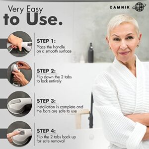 Shower Handle - 2 Pack Suction Grab Bars for Bathtubs and Showers. Shower Safety Bars for Seniors Elderly Handicap - Suction Cup Handles for Shower - Camnik