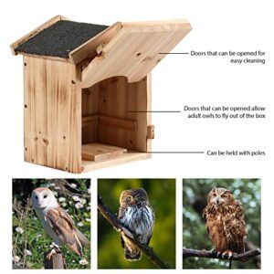 Owl House Prebuilt Owl Box for Outside Screech Owl House with Bird Stand Houses Owls & Kestrels Large Handmade Wooden Rectangular Opening Bird Box with Mounting Screws Easy Assembly