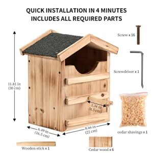 Owl House Prebuilt Owl Box for Outside Screech Owl House with Bird Stand Houses Owls & Kestrels Large Handmade Wooden Rectangular Opening Bird Box with Mounting Screws Easy Assembly