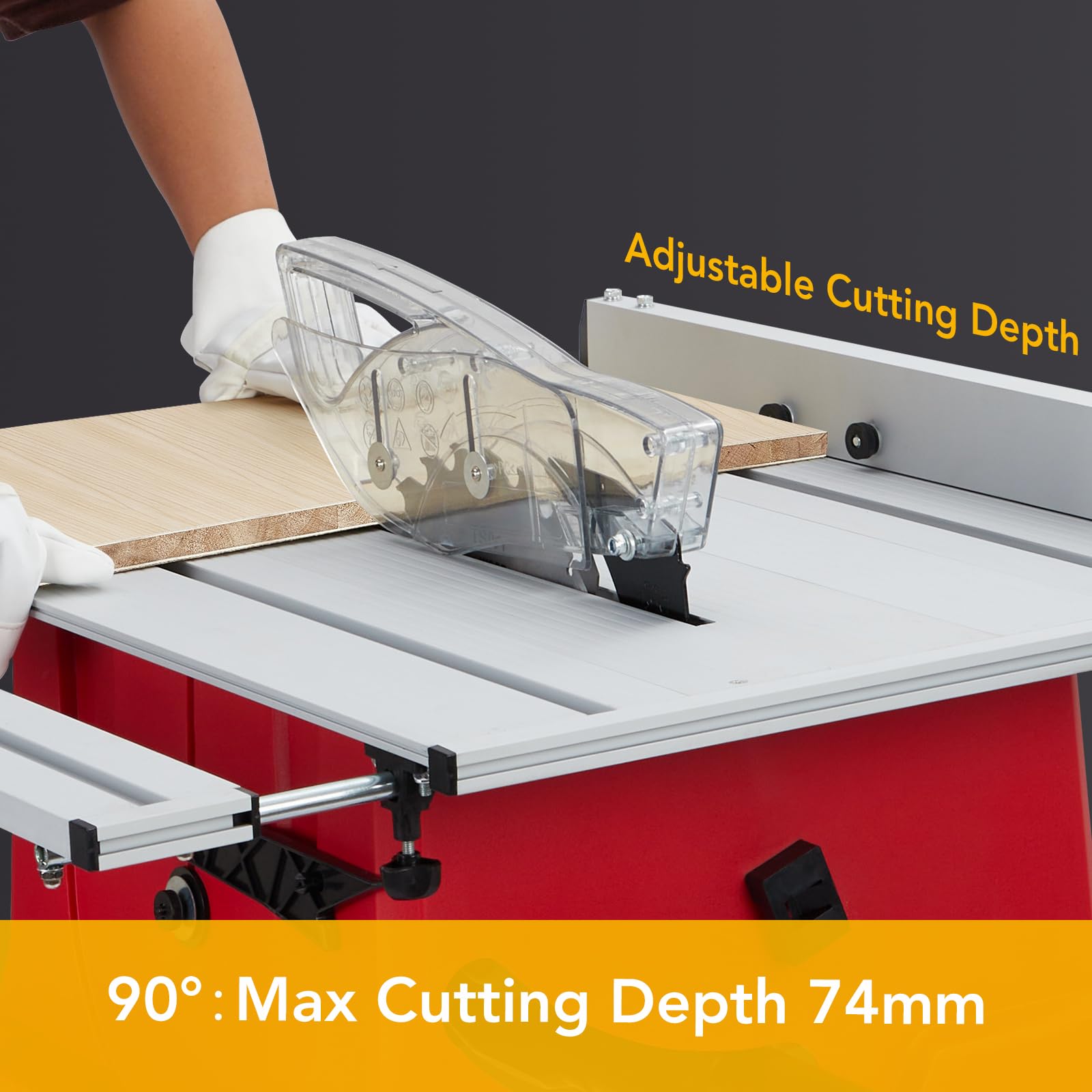 Table Saw, 10 Inch 15A Multifunctional Saw with Stand & Push Stick, 90° Cross Cut & 0-45° Bevel Cut, 5000RPM, Adjustable Blade Height for Woodworking