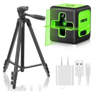 level tool with tripod, 50ft self leveling leveler tool green cross line, separate control 2 lines level for picture hanging diy light duty indoor project