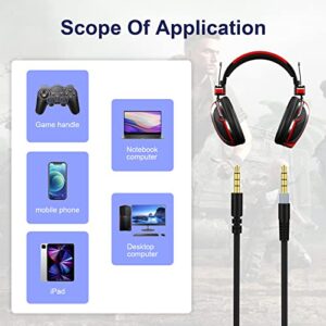 Sqrgreat Cloud Alpha Replacement Audio Cable - Compatible with Kingston Hyperx Cloud Alpha and Cloud Mix Gaming Headset, 3.5mm Plugs, 4.9Ft