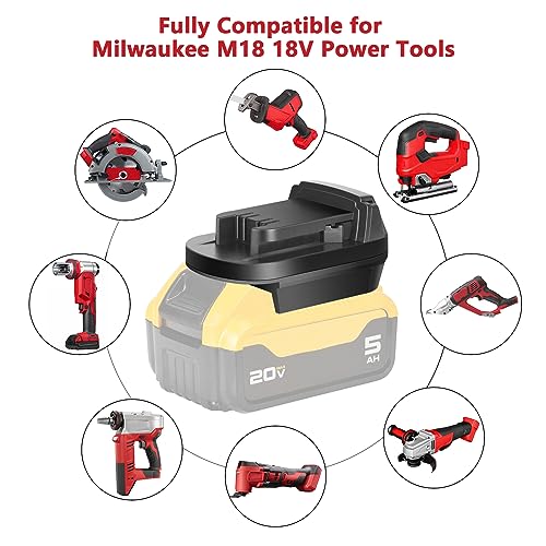 KUNLUN DL18ML Battery Converter for Dewalt to Milwaukee Battery Adapter, Convert for Dewalt 20V Battery to Milwaukee M18 18V Battery for Milwaukee Cordless Tools(Bare Adapter Only)