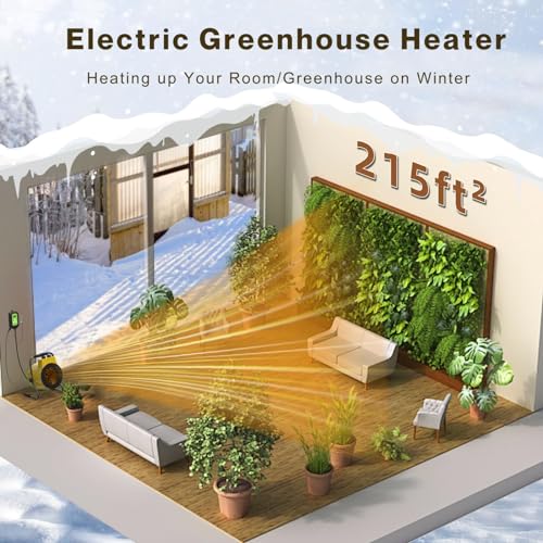 Greenhouse Heater with Digtal Thermostat, Outdoor Patio Heater for Grow Tent, Overheat Protection, Fast Heating, Space Heater For Greenhouse, Workplace