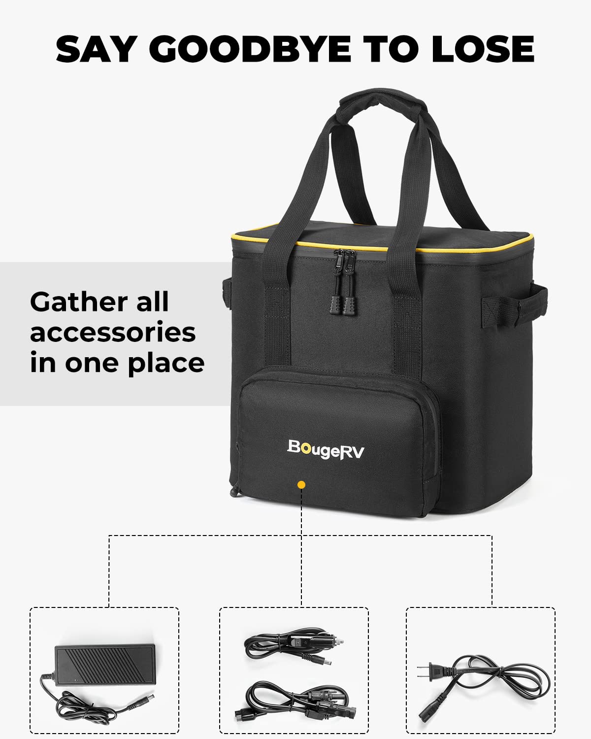 BougeRV Portable Carrying Bag Compatible with Fort 1000 Power Station/NCM 1100Wh Solar Generator, Power Station Storage Case with PVC Bottom Thickened Straps for Charging Cable Accessories