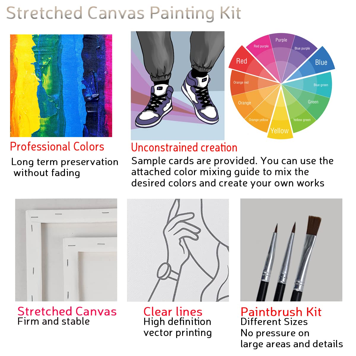 VALLSIP 2 Pack Paint and Sip Canvas Painting Kit Pre Drawn Canvas for Painting for adults Stretched Canvas Couples Games Date Night Shoe Paint Party Favor (8x10)