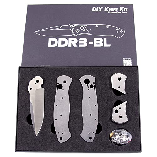 EZSMITH Knife Making Kit - DDR3BL - DIY Folding Knife Series - (Parts Kit) - (w/Pre-machined Padauk Handle Scales) - (Gift Boxed) - (USA Design) - (by KnifeKits)