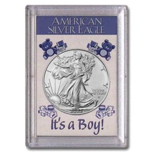 2023 - american silver eagle in"it's a boy" holder dollar us mint uncirculated
