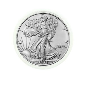 2023 - american silver eagle .999 fine silver in direct fit air tite with our certificate of authenticity dollar us mint uncirculated