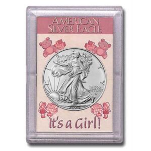2023 - american silver eagle in"it's a girl" holder dollar us mint uncirculated