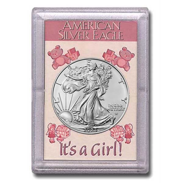 2023 - American Silver Eagle in"It's a Girl" Holder Dollar US Mint Uncirculated