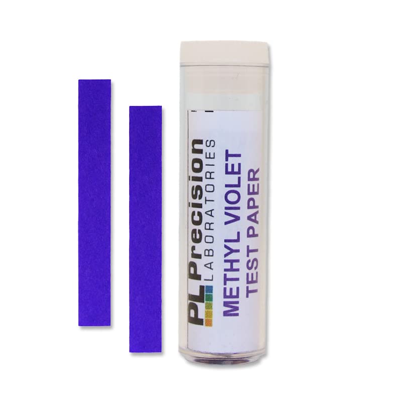 Methyl Violet Test Strips, Vial/100 Testing Papers - Narrow Range pH 0.2 (Yellow) to 2.0 (Violet) - for Detecting Strong Acids & Nitrogen Oxides in Vapors