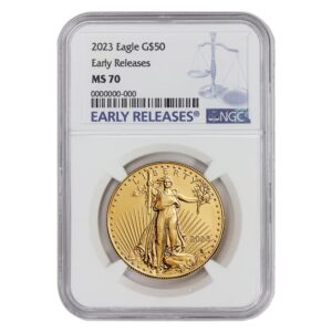 2023 no mint mark 1oz american gold eagle ms-70 early releases by mint state gold $50 ngc ms70