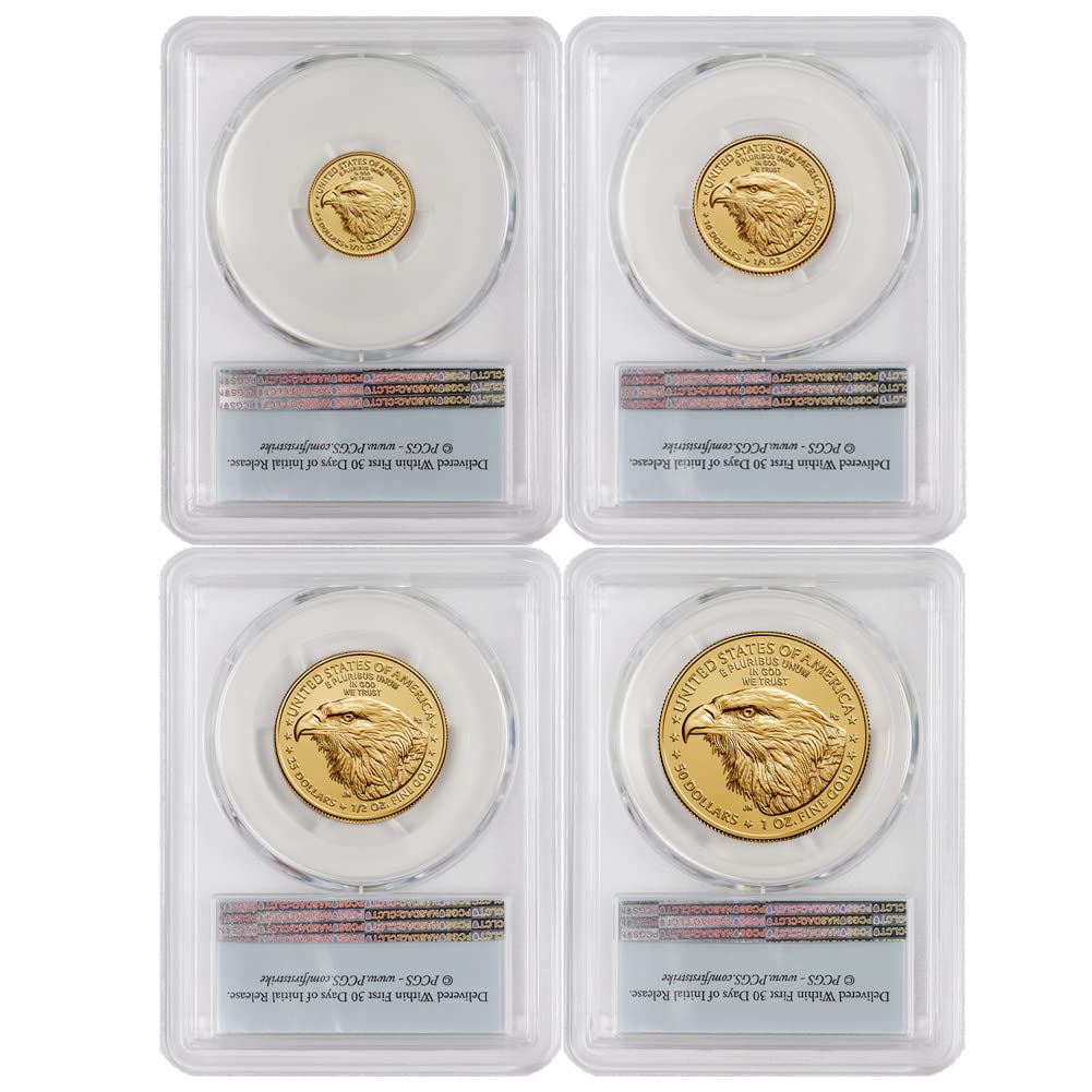 2023 Set of (4) American Gold Eagle Coins MS-70 (First Strike - Flag Label) $50, 25, 10, 5 PCGS MS70