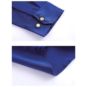 Men's Long Sleeve Stylish Shirts Solid Color Lightweight Slim Shirts Classic Business Button Down Dress Shirt (Dark Blue,Medium)