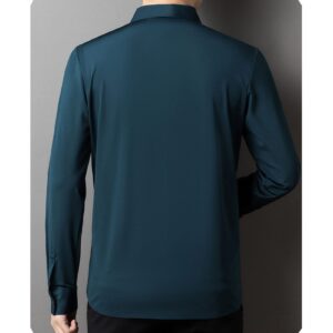 Long Sleeve Stylish Shirts for Men Solid Lightweight Slim Shirts Classic Casual Business Button Down Dress Shirt (Dark Green,3X-Large)
