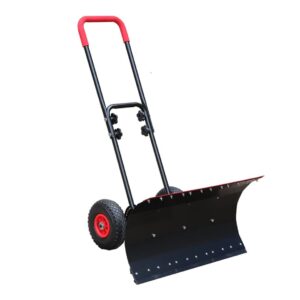 Snow Plow Snow Dump Snow Shovel with Wheels, Shovel Wheeled Snow Pusher Angle & Height Adjustable Wheeled Snow Plow Hand Pushed Snow and Ice Scoop Double Pole: 74 * 42 cm