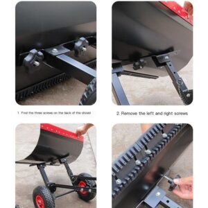 Snow Plow Snow Dump Snow Shovel with Wheels, Shovel Wheeled Snow Pusher Angle & Height Adjustable Wheeled Snow Plow Hand Pushed Snow and Ice Scoop Double Pole: 74 * 42 cm