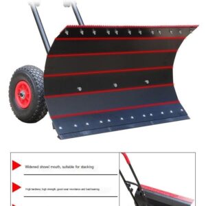 Snow Plow Snow Dump Snow Shovel with Wheels, Shovel Wheeled Snow Pusher Angle & Height Adjustable Wheeled Snow Plow Hand Pushed Snow and Ice Scoop Double Pole: 74 * 42 cm