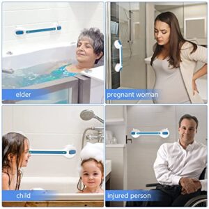 2 Pack Suction Cups Grab Bar 16 Inch, Zepolu Anti-Slip Bathroom Grab Bar Safety Balance Handrail, Handicap Elderly Senior Injury Disable Vacuum Suction Assist Shower Handle (1.25" Diameter, Blue)