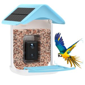 AUXCO Bird Feeder with Camera, 2023 Newest Dual Solar Panels Charging Smart Bird Feeder Camera, AI Identify 11000+ Bird Species, Auto Capture Bird Videos & APP Notify Video Bird Camera for Bird Lovers