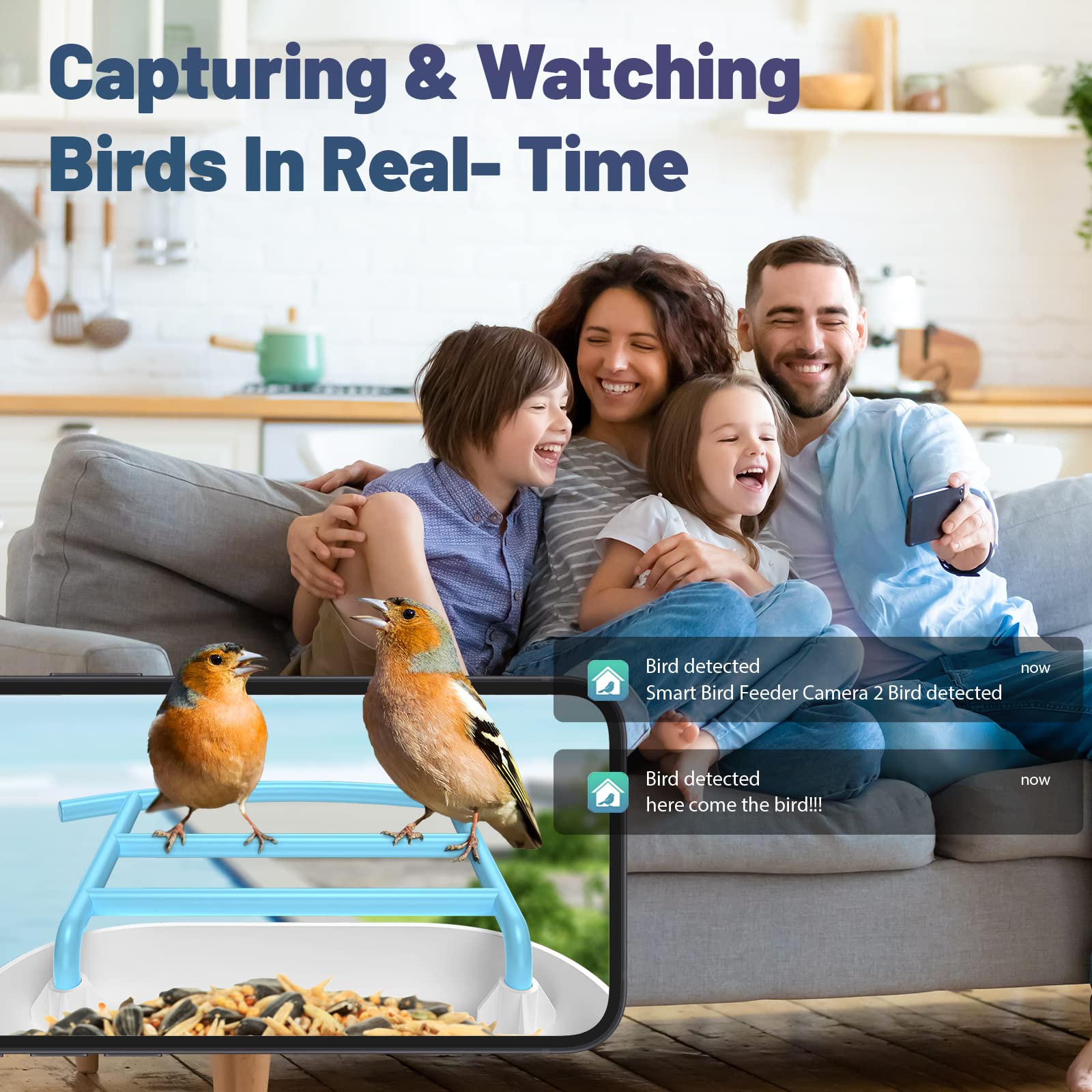 AUXCO Bird Feeder with Camera, 2023 Newest Dual Solar Panels Charging Smart Bird Feeder Camera, AI Identify 11000+ Bird Species, Auto Capture Bird Videos & APP Notify Video Bird Camera for Bird Lovers