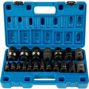 vevor impact socket set 1/2 inches 19 piece impact sockets, 1/2 inches drive socket set impact 6-point hex sockets standard sae (3/8 inches to 1-1/2 inches) standard socket assortment