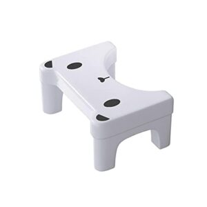 squatting toilet stool,poop stool for bathroom,potty stool for adults,220 lbs capacity,non slip squat stool,7" tall (white)