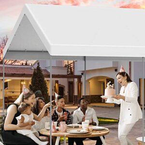 12'x20' Carport Car Replacement Canopy Cover Outdoor for Tent Party Top Garage Shelter Cover with 32 Ball Bungees(Only Cover, Frame Not Included), White