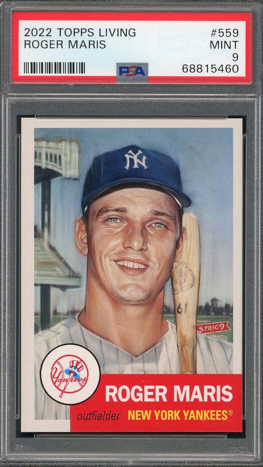 Roger Maris 2022 Topps Living Baseball Card #559 Graded PSA 9