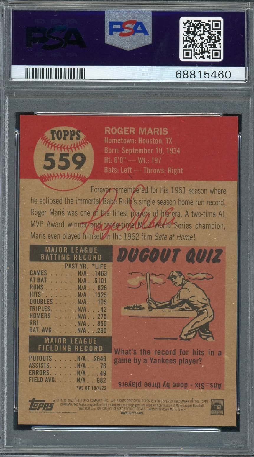 Roger Maris 2022 Topps Living Baseball Card #559 Graded PSA 9