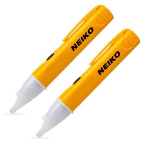 neiko 40524a electrical tester, 2 pack, non contact voltage tester, ac voltage detector, 50/60hz circuits, dual range 12v-48v / 48v-1000v, electric tester pen, electricity tester tool, audio & led