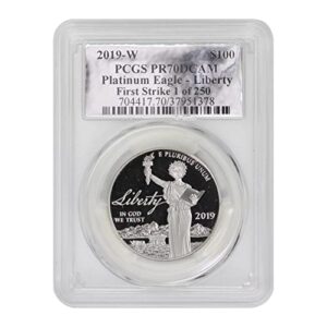 2019 w 1oz american platinum eagle pr-70 deep cameo first strike foil label by mint state gold $100 pcgs pr70dcam