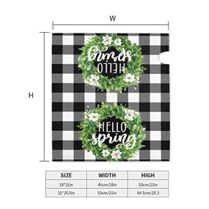 Hello Spring Buffalo Plaid Decor Mailbox Cover Magnetic Magnolia Mailbox Wraps Boxwood Wreath Post Letter Box Cover Home Garden Outdoor Decorations Standard Size 18" X 21"