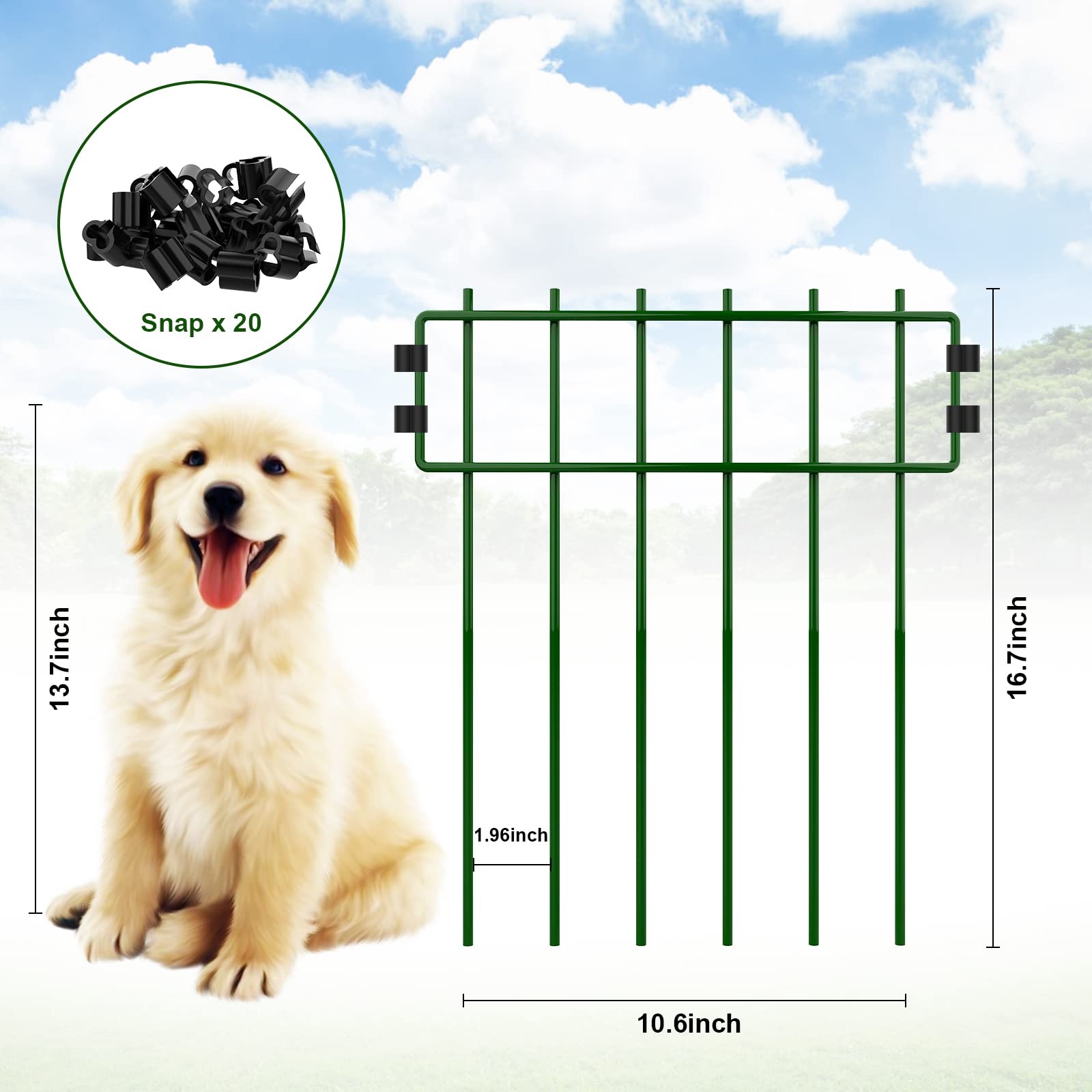 10 Pack Animal Barrier Fences - No Dig Garden Fencing Animal Barrier Rustproof Metal Wire Decorative Fence Border for Dog Rabbits Ground Stakes Yard Landscape Patio T Shape 17 Inch(H) X 11Ft(L)