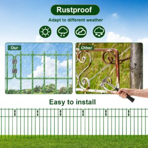 10 Pack Animal Barrier Fences - No Dig Garden Fencing Animal Barrier Rustproof Metal Wire Decorative Fence Border for Dog Rabbits Ground Stakes Yard Landscape Patio T Shape 17 Inch(H) X 11Ft(L)