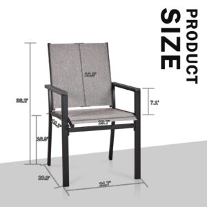 MEOOEM Patio Chair Set of 2, Textilene Patio Furniture Chair with Armrest & Black Metal Frame for Lawn Garden Backyard.