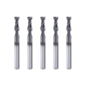 xyunenz isb 3/16'' carbide square end mill set, 2 flute micro grain carbide mill bits for alloy steels/hardened steels, 5 pieces