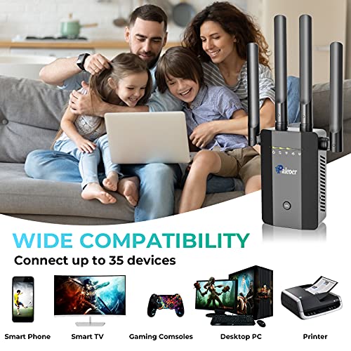 2023 WiFi Extender Signal Booster Long Range up to 9995sq.ft and 52+ Devices, Internet Booster for Home, Wireless Internet Repeater and Signal Amplifier, 5 Modes,1-Tap Setup, WAN/LAN Port