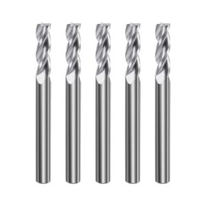 xyunenz isb 1/8‘’ carbide square end mill set, 3 flute micro grain carbide end mill bits for drilling aluminum applications and hardened steels, 5 pcs