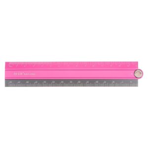 harfington folding straight ruler 30cm metric aluminum alloy ruler with angle line geometric measuring tool for children architects study classroom office, hot pink