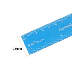 HARFINGTON 3pcs Straight Ruler 6 Inch Metric English System Aluminum Alloy Ruler Magnifier Measuring Tool for Children Study Classroom Office, Sky Blue