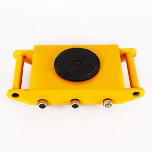 6t/8t/12t/15t industrial machinery mover,machinery mover skate w/ 360°rotation cap and rollers, heavy duty machinery skate dolly moving industrial equipment (8t, yellow)