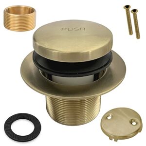 getpro tub drain gold,tip toe bath tub drain kit with two-hole overflow faceplate,bathtub drain trim set conversion replacement assembly with universal fine & coarse thread brushed gold